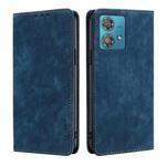 For Motorola Edge 40 Neo 5G RFID Anti-theft Brush Magnetic Leather Phone Case(Blue)