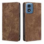 For Motorola Moto G Play 4G 2024 RFID Anti-theft Brush Magnetic Leather Phone Case(Brown)