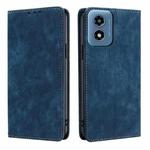 For Motorola Moto G Play 4G 2024 RFID Anti-theft Brush Magnetic Leather Phone Case(Blue)