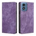 For Motorola Moto G Play 4G 2024 RFID Anti-theft Brush Magnetic Leather Phone Case(Purple)