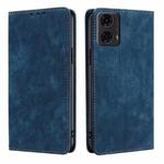 For Motorola Moto G24 4G RFID Anti-theft Brush Magnetic Leather Phone Case(Blue)