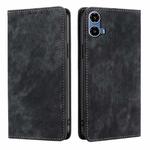 For Motorola Moto G34 5G RFID Anti-theft Brush Magnetic Leather Phone Case(Black)