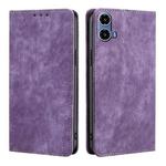 For Motorola Moto G34 5G RFID Anti-theft Brush Magnetic Leather Phone Case(Purple)