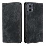 For Motorola Edge 5G 2024 RFID Anti-theft Brush Magnetic Leather Phone Case(Black)