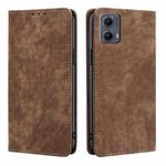 For Motorola Edge 5G 2024 RFID Anti-theft Brush Magnetic Leather Phone Case(Brown)