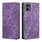 For Motorola Edge 5G 2024 RFID Anti-theft Brush Magnetic Leather Phone Case(Purple)