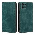 For Motorola Edge 50 5G RFID Anti-theft Brush Magnetic Leather Phone Case(Green)