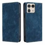 For Motorola Edge 50 Ultra RFID Anti-theft Brush Magnetic Leather Phone Case(Blue)