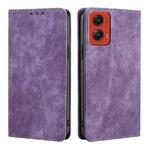 For Motorola Moto G Stylus 5G 2024 RFID Anti-theft Brush Magnetic Leather Phone Case(Purple)