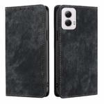 For Motorola Moto G Power 5G 2024 RFID Anti-theft Brush Magnetic Leather Phone Case(Black)