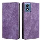 For Motorola Moto G 5G 2024 RFID Anti-theft Brush Magnetic Leather Phone Case(Purple)