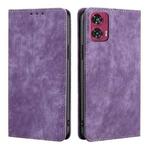 For Motorola Edge 50 Fusion 5G RFID Anti-theft Brush Magnetic Leather Phone Case(Purple)