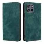 For Motorola Edge 50 Neo 5G RFID Anti-theft Brush Magnetic Leather Phone Case(Green)