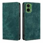 For Motorola Moto G35 5G RFID Anti-theft Brush Magnetic Leather Phone Case(Green)