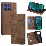 For Motorola Moto G Stylus 5G 2025 RFID Anti-theft Brush Magnetic Leather Phone Case(Brown)