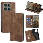 For Motorola Edge 60 Pro 5G RFID Anti-theft Brush Magnetic Leather Phone Case(Brown)