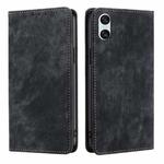 For Sony Xperia 10 VI RFID Anti-theft Brush Magnetic Leather Phone Case(Black)