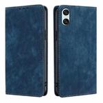 For Sony Xperia 10 VI RFID Anti-theft Brush Magnetic Leather Phone Case(Blue)