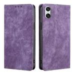 For Sony Xperia 10 VI RFID Anti-theft Brush Magnetic Leather Phone Case(Purple)