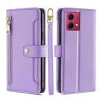 For Motorola Moto G84 5G Lite Sheep Texture Cross-body Zipper Wallet Leather Phone Case(Purple)