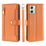 For Motorola Moto G54 5G EU Edition Lite Sheep Texture Cross-body Zipper Wallet Leather Phone Case(Orange)