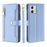 For Motorola Moto G54 5G EU Edition Lite Sheep Texture Cross-body Zipper Wallet Leather Phone Case(Blue)