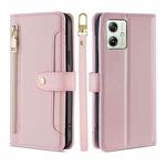 For Motorola Moto G54 5G EU Edition Lite Sheep Texture Cross-body Zipper Wallet Leather Phone Case(Pink)