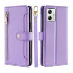 For Motorola Moto G54 5G EU Edition Lite Sheep Texture Cross-body Zipper Wallet Leather Phone Case(Purple)