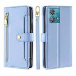 For Motorola Edge 40 Neo 5G Lite Sheep Texture Cross-body Zipper Wallet Leather Phone Case(Blue)