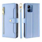 For Motorola Moto G14 4G Lite Sheep Texture Cross-body Zipper Wallet Leather Phone Case(Blue)