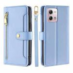 For Motorola Moto G Stylus 4G 2023 Lite Sheep Texture Cross-body Zipper Wallet Leather Phone Case(Blue)