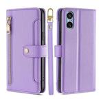 For Sony Xperia 5 V Lite Sheep Texture Cross-body Zipper Wallet Leather Phone Case(Purple)