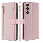 For Sony Xperia 1 VI Lite Sheep Texture Cross-body Zipper Wallet Leather Phone Case(Pink)