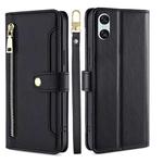 For Sony Xperia 10 VI Lite Sheep Texture Cross-body Zipper Wallet Leather Phone Case(Black)