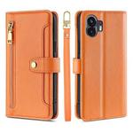For Nothing Phone 2 Lite Sheep Texture Cross-body Zipper Wallet Leather Phone Case(Orange)