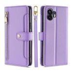 For Nothing Phone 2 Lite Sheep Texture Cross-body Zipper Wallet Leather Phone Case(Purple)