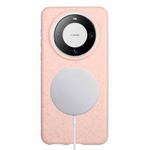 For Huawei Mate 60 Wheat MagSafe Magnetic Straw Material + TPU Phone Case(Pink)