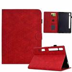 For Samsung Galaxy Tab S9 Rhombus TPU Smart Leather Tablet Case(Red)