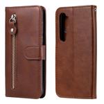 For Xiaomi Mi Note 10 Lite Fashion Calf Texture Zipper Horizontal Flip Leather Case with Stand & Card Slots & Wallet Function(Brown)