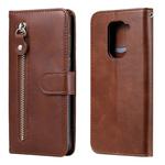 For Xiaomi Redmi Note 9 / 10X 5G Fashion Calf Texture Zipper Horizontal Flip Leather Case with Stand & Card Slots & Wallet Function(Brown)