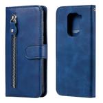 For Xiaomi Redmi Note 9 / 10X 5G Fashion Calf Texture Zipper Horizontal Flip Leather Case with Stand & Card Slots & Wallet Function(Blue)