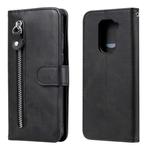 For Xiaomi Redmi Note 9 / 10X 5G Fashion Calf Texture Zipper Horizontal Flip Leather Case with Stand & Card Slots & Wallet Function(Black)