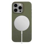 For iPhone 15 Pro Wheat MagSafe Magnetic Straw Material + TPU Phone Case(Army Green)