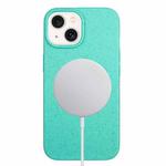 For iPhone 15 Plus Wheat MagSafe Magnetic Straw Material + TPU Phone Case(Green)