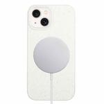 For iPhone 15 Plus Wheat MagSafe Magnetic Straw Material + TPU Phone Case(White)