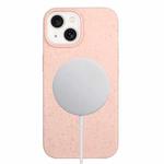 For iPhone 15 Plus Wheat MagSafe Magnetic Straw Material + TPU Phone Case(Pink)