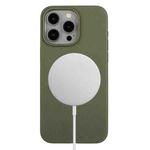 For iPhone 14 Pro Max Wheat MagSafe Magnetic Straw Material + TPU Phone Case(Army Green)