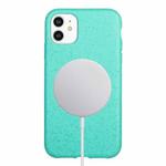 For iPhone 12 Wheat MagSafe Magnetic Straw Material + TPU Phone Case(Green)