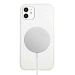 For iPhone 12 Wheat MagSafe Magnetic Straw Material + TPU Phone Case(White)