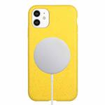 For iPhone 11 Wheat MagSafe Magnetic Straw Material + TPU Phone Case(Yellow)